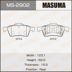 Колодки тормозные дисковые Masuma задние, комплект на ось (4 шт), арт. MS-2902