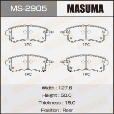 Колодки тормозные дисковые Masuma задние, комплект на ось (4 шт), арт. MS-2905