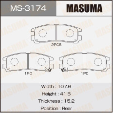 Колодки тормозные дисковые Masuma задние, комплект на ось (4 шт), арт. MS-3174
