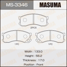 Колодки тормозные дисковые Masuma передние, комплект на ось (4 шт), арт. MS-3346