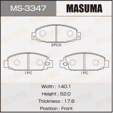 Колодки тормозные дисковые Masuma передние, комплект на ось (4 шт), арт. MS-3347