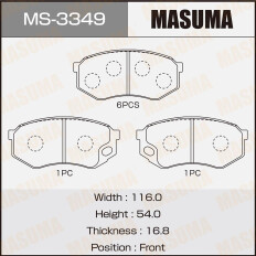 Колодки тормозные дисковые Masuma передние, комплект на ось (4 шт), арт. MS-3349