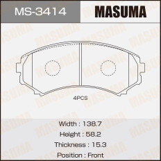 Колодки тормозные дисковые Masuma передние, комплект на ось (4 шт), арт. MS-3414