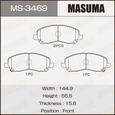 Колодки тормозные дисковые Masuma передние, комплект на ось (4 шт), арт. MS-3469