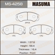 Колодки тормозные дисковые Masuma передние, комплект на ось (4 шт), арт. MS-4258