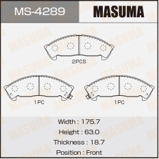 Колодки тормозные дисковые Masuma передние, комплект на ось (4 шт), арт. MS-4289