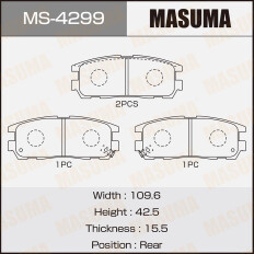Колодки тормозные дисковые Masuma задние, комплект на ось (4 шт), арт. MS-4299
