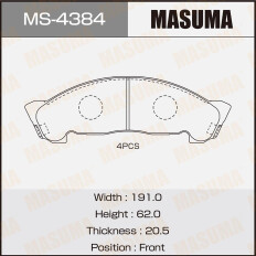 Колодки тормозные дисковые Masuma передние, комплект на ось (4 шт), арт. MS-4384