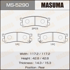 Колодки тормозные дисковые Masuma задние, комплект на ось (4 шт), арт. MS-5290