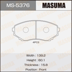 Колодки тормозные дисковые Masuma передние, комплект на ось (4 шт), арт. MS-5376