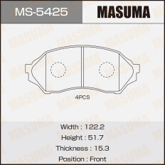 Колодки тормозные дисковые Masuma передние, комплект на ось (4 шт), арт. MS-5425