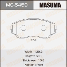 Колодки тормозные дисковые Masuma передние, комплект на ось (4 шт), арт. MS-5459
