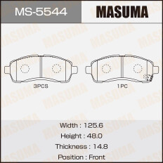 Колодки тормозные дисковые Masuma передние, комплект на ось (4 шт), арт. MS-5544