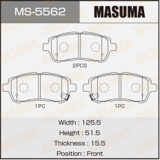 Колодки тормозные дисковые Masuma передние, комплект на ось (4 шт), арт. MS-5562