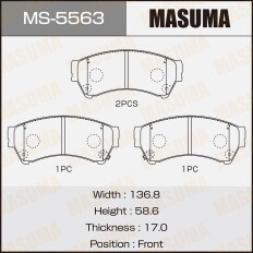 Колодки тормозные дисковые Masuma передние, комплект на ось (4 шт), арт. MS-5563