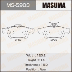 Колодки тормозные дисковые Masuma задние, комплект на ось (4 шт), арт. MS-5903