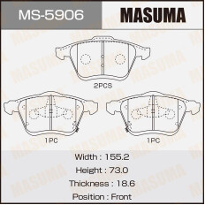 Колодки тормозные дисковые Masuma передние, комплект на ось (4 шт), арт. MS-5906