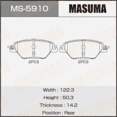 Колодки тормозные дисковые Masuma, задние, для Mazda CX-8 / CX-9, комплект на ось (4 шт), арт. MS-5910