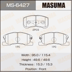 Колодки тормозные дисковые Masuma передние, комплект на ось (4 шт), арт. MS-6427