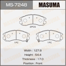 Колодки тормозные дисковые Masuma передние, комплект на ось (4 шт), арт. MS-7248