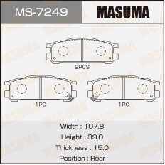Колодки тормозные дисковые Masuma задние, комплект на ось (4 шт), арт. MS-7249