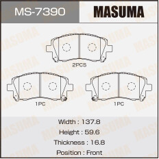 Колодки тормозные дисковые Masuma передние, комплект на ось (4 шт), арт. MS-7390