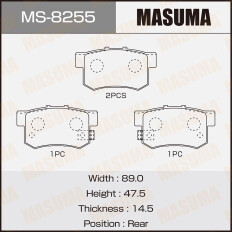 Колодки тормозные дисковые Masuma задние, комплект на ось (4 шт), арт. MS-8255