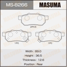 Колодки тормозные дисковые Masuma задние, комплект на ось (4 шт), арт. MS-8266