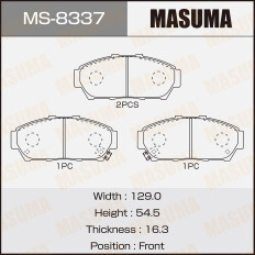 Колодки тормозные дисковые Masuma передние, комплект на ось (4 шт), арт. MS-8337