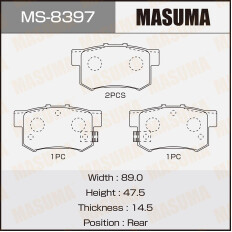 Колодки тормозные дисковые Masuma задние, комплект на ось (4 шт), арт. MS-8397
