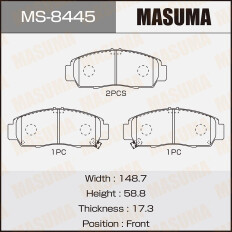 Колодки тормозные дисковые Masuma передние, комплект на ось (4 шт), арт. MS-8445