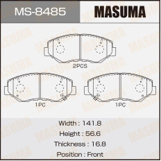 Колодки тормозные дисковые Masuma передние, комплект на ось (4 шт), арт. MS-8485