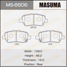 Колодки тормозные дисковые Masuma задние, комплект на ось (4 шт), арт. MS-8506