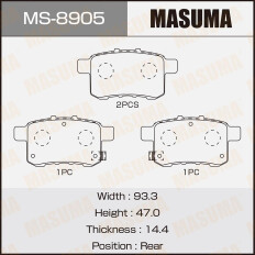 Колодки тормозные дисковые Masuma задние, комплект на ось (4 шт), арт. MS-8905