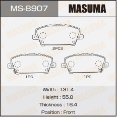 Колодки тормозные дисковые Masuma передние, комплект на ось (4 шт), арт. MS-8907