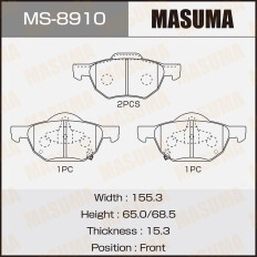 Колодки тормозные дисковые Masuma передние, комплект на ось (4 шт), арт. MS-8910
