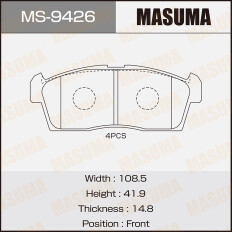 Колодки тормозные дисковые Masuma передние, комплект на ось (4 шт), арт. MS-9426