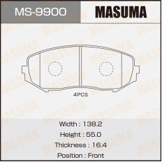 Колодки тормозные дисковые Masuma передние, комплект на ось (4 шт), арт. MS-9900