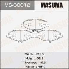 Колодки тормозные дисковые Masuma, передние, для Chery Amulet, Lifan X60, комплект на ось (4 шт), арт. MS-C0012