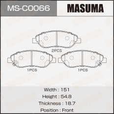 Колодки тормозные дисковые Masuma, передние, для Opel Corsa-D, комплект на ось (4 шт), арт. MS-C0066