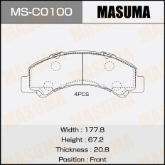 Колодки тормозные барабанные Masuma, комплект на ось (4 шт), арт. MS-C0100