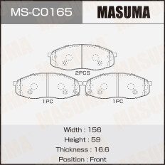Колодки тормозные дисковые Masuma, передние, комплект на ось (4 шт), арт. MS-C0165