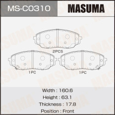 Колодки тормозные дисковые Masuma, передние, комплект на ось (4 шт), арт. MS-C0310