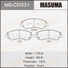 Колодки тормозные дисковые Masuma, передние, комплект на ось (4 шт), арт. MS-C0331