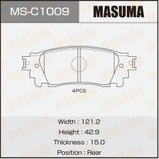 Колодки тормозные дисковые Masuma задние, комплект на ось (4 шт), арт. MS-C1009