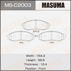 Колодки тормозные дисковые Masuma, передние, комплект на ось (4 шт), арт. MS-C2003