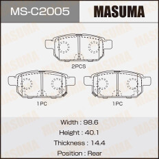 Колодки тормозные дисковые Masuma задние, комплект на ось (4 шт), арт. MS-C2005