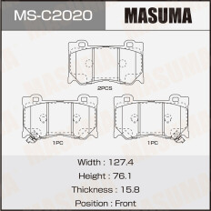 Колодки тормозные дисковые Masuma передние, комплект на ось (4 шт), арт. MS-C2020