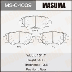 Колодки тормозные дисковые Masuma, задние, комплект на ось (4 шт), арт. MS-C4009