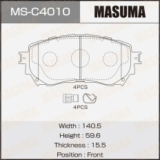 Колодки тормозные дисковые Masuma, передние, комплект на ось (4 шт), арт. MS-C4010
